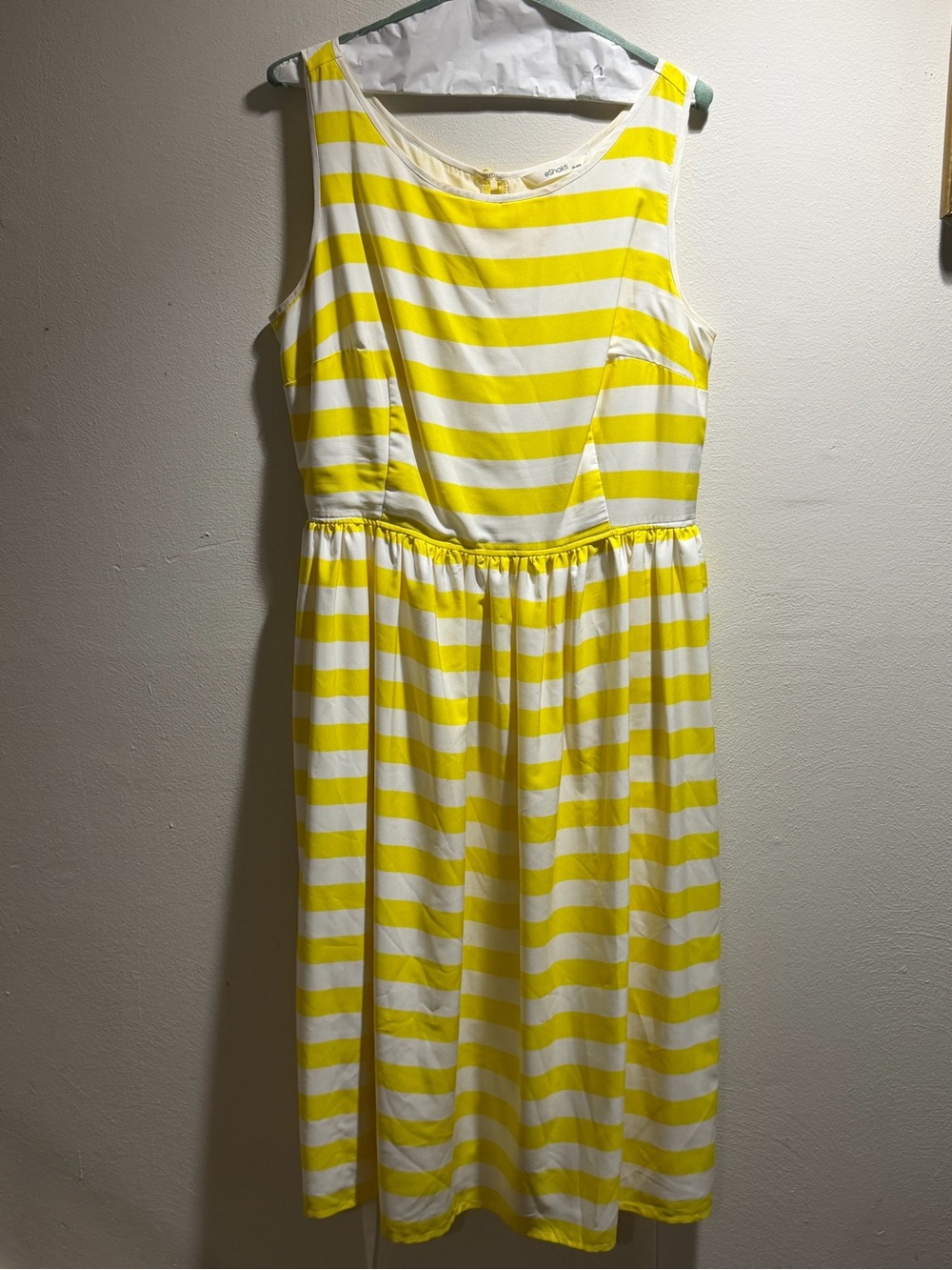 eshakti Yellow and White Striped Sleeveless Girls Dress
